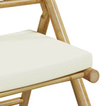 HKH 3 Pcs Conjunto Bistrô Dobrável C/ Almofadões Branco Nata Bambu - Marrom