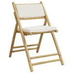 HKH 3 Pcs Conjunto Bistrô Dobrável C/ Almofadões Branco Nata Bambu - Marrom