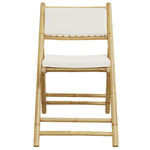 HKH 3 Pcs Conjunto Bistrô Dobrável C/ Almofadões Branco Nata Bambu - Marrom