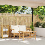HKH 2 Pcs Conjunto de Sofá de Jardim com Almofadões Bambu - Marrom