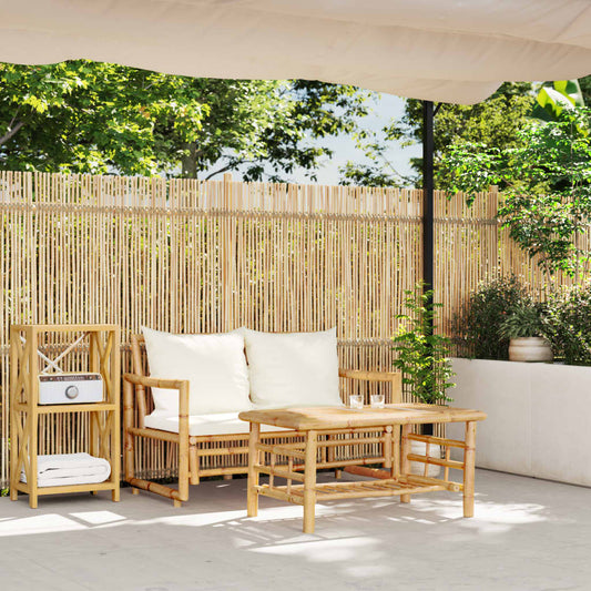 HKH 2 Pcs Conjunto de Sofá de Jardim com Almofadões Bambu - Marrom