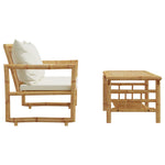 HKH 2 Pcs Conjunto de Sofá de Jardim com Almofadões Bambu - Marrom