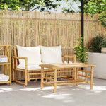 HKH 2 Pcs Conjunto de Sofá de Jardim com Almofadões Bambu - Marrom