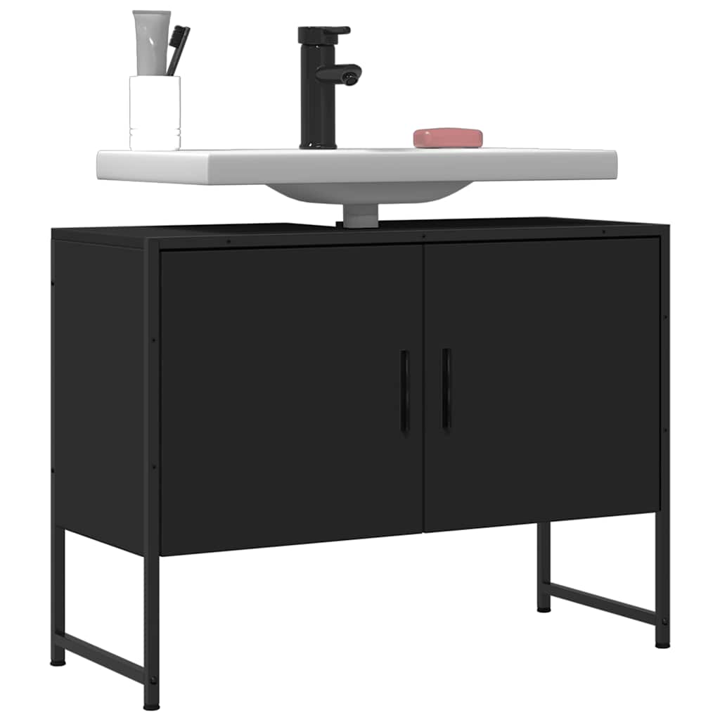 HKH Armário Lavatório Casa de Banho - 80x33x60 Cm - Preto