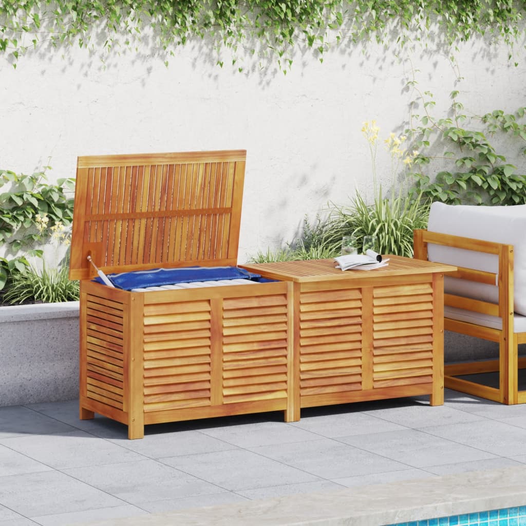 HKH Caja de Almacenamiento para Jardín con Persiana de Acacia Maciza - Marrón