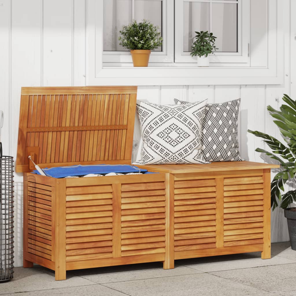 HKH Caja de Almacenamiento para Jardín con Persiana de Acacia Maciza - Marrón