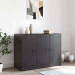 Aparador moderno HKH de acero laminado en frío con 3 puertas 99 x 39 x 73 cm - negro