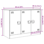 Aparador moderno HKH de acero laminado en frío con 3 puertas 99 x 39 x 73 cm - negro