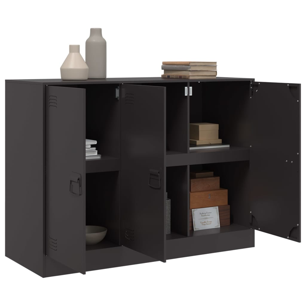 Aparador moderno HKH de acero laminado en frío con 3 puertas 99 x 39 x 73 cm - negro