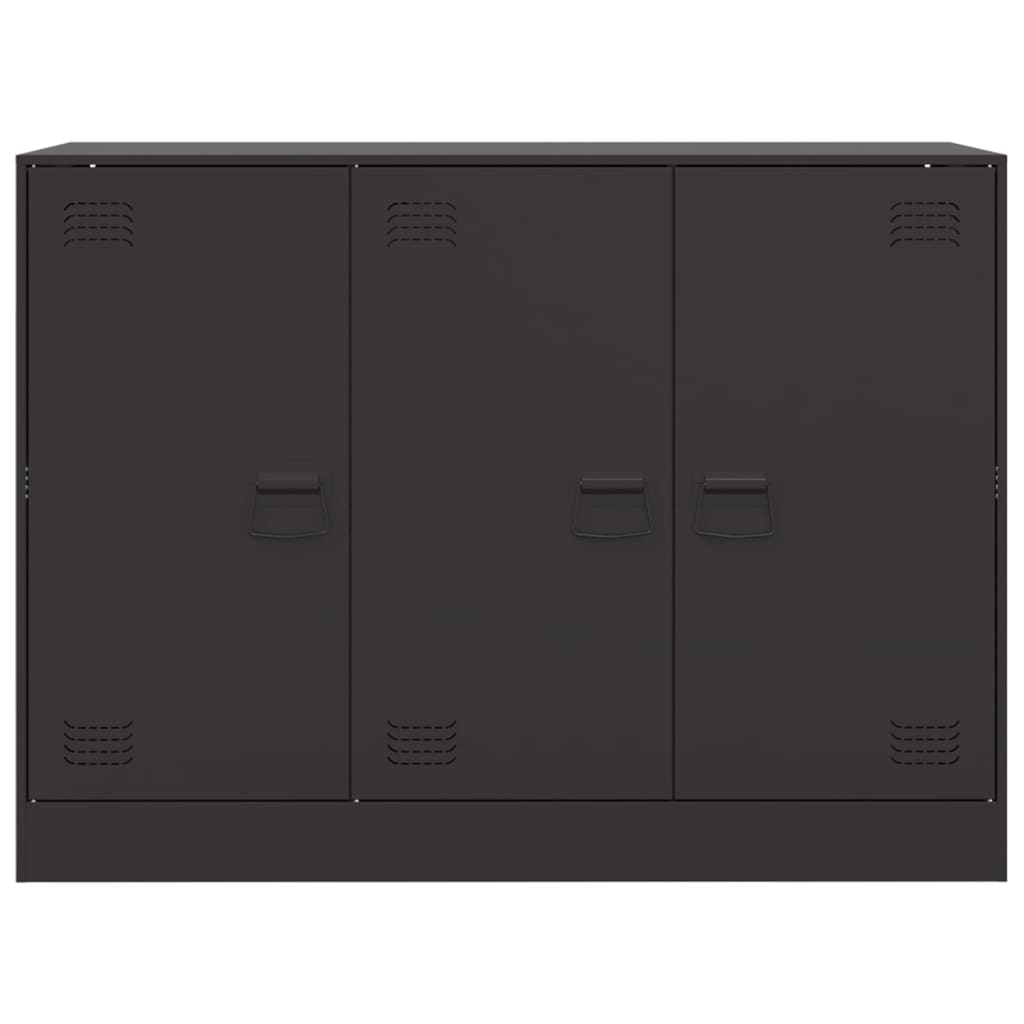 Aparador moderno HKH de acero laminado en frío con 3 puertas 99 x 39 x 73 cm - negro
