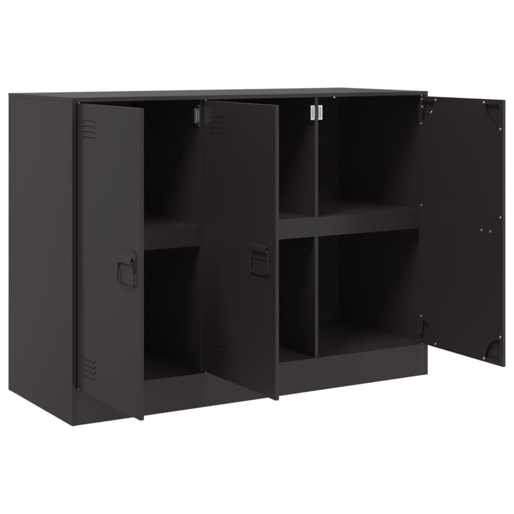 Aparador moderno HKH de acero laminado en frío con 3 puertas 99 x 39 x 73 cm - negro