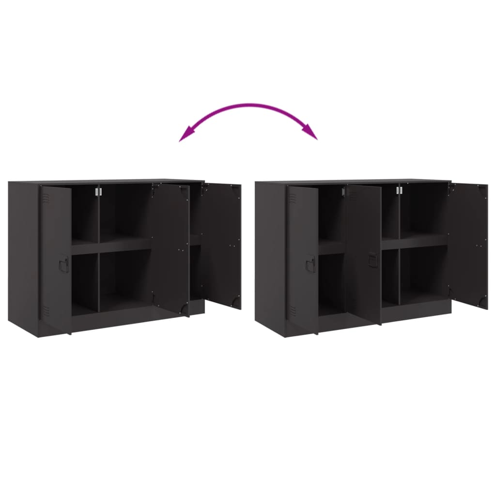 Aparador moderno HKH de acero laminado en frío con 3 puertas 99 x 39 x 73 cm - negro