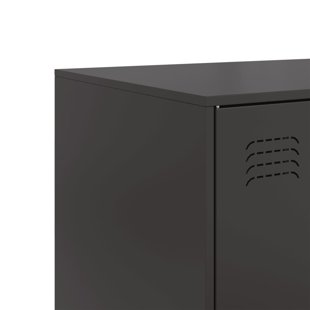Aparador moderno HKH de acero laminado en frío con 3 puertas 99 x 39 x 73 cm - negro