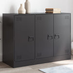 Aparador moderno HKH de acero laminado en frío con 3 puertas 99 x 39 x 73 cm - negro