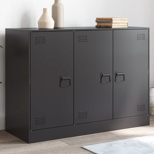 HKH Aparador Moderno em Aço Laminado A Frio com 3 Portas 99 X 39 X 73 Cm - Preto