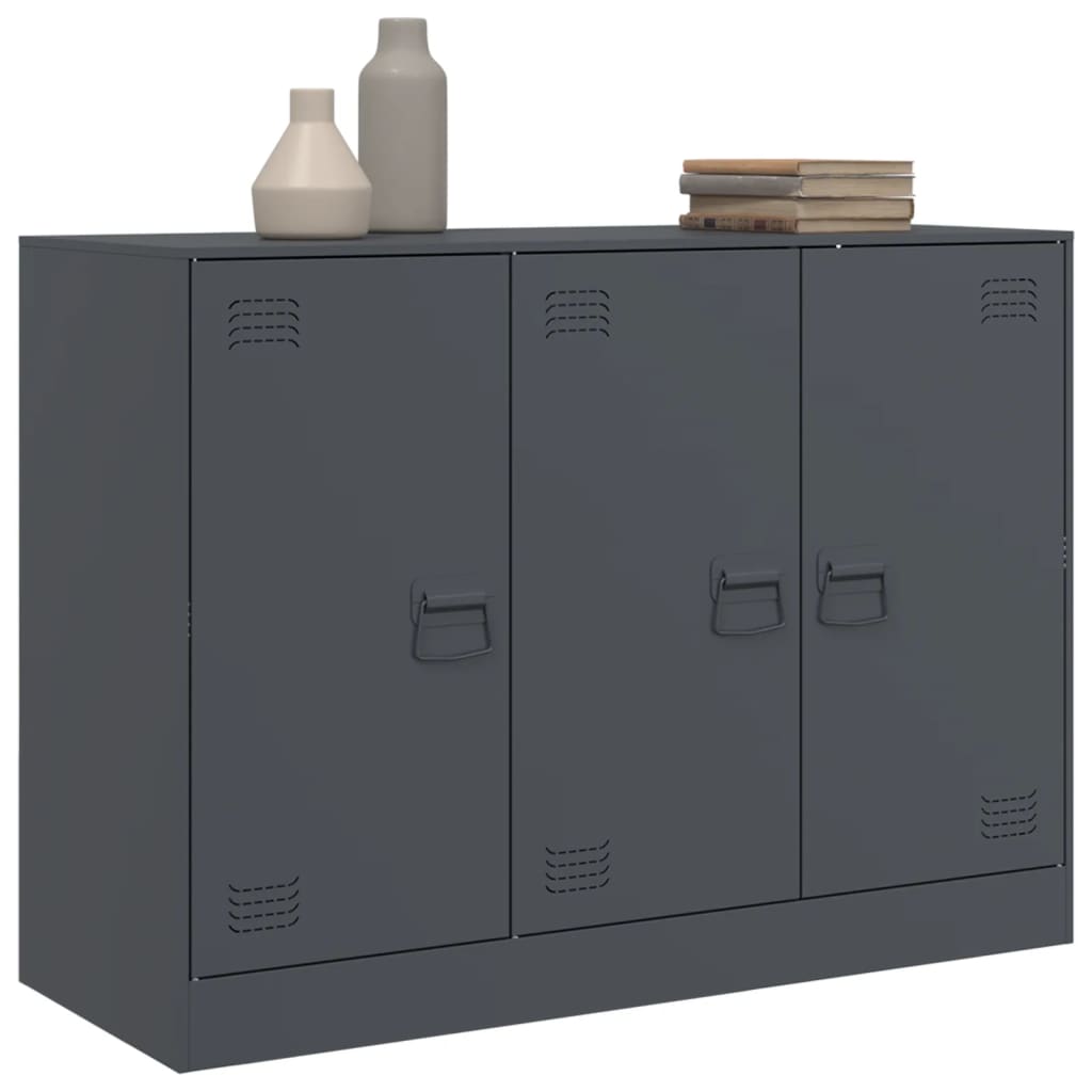 HKH Aparador Moderno em Aço Laminado A Frio com 3 Portas 99 X 39 X 73 Cm - Antracite