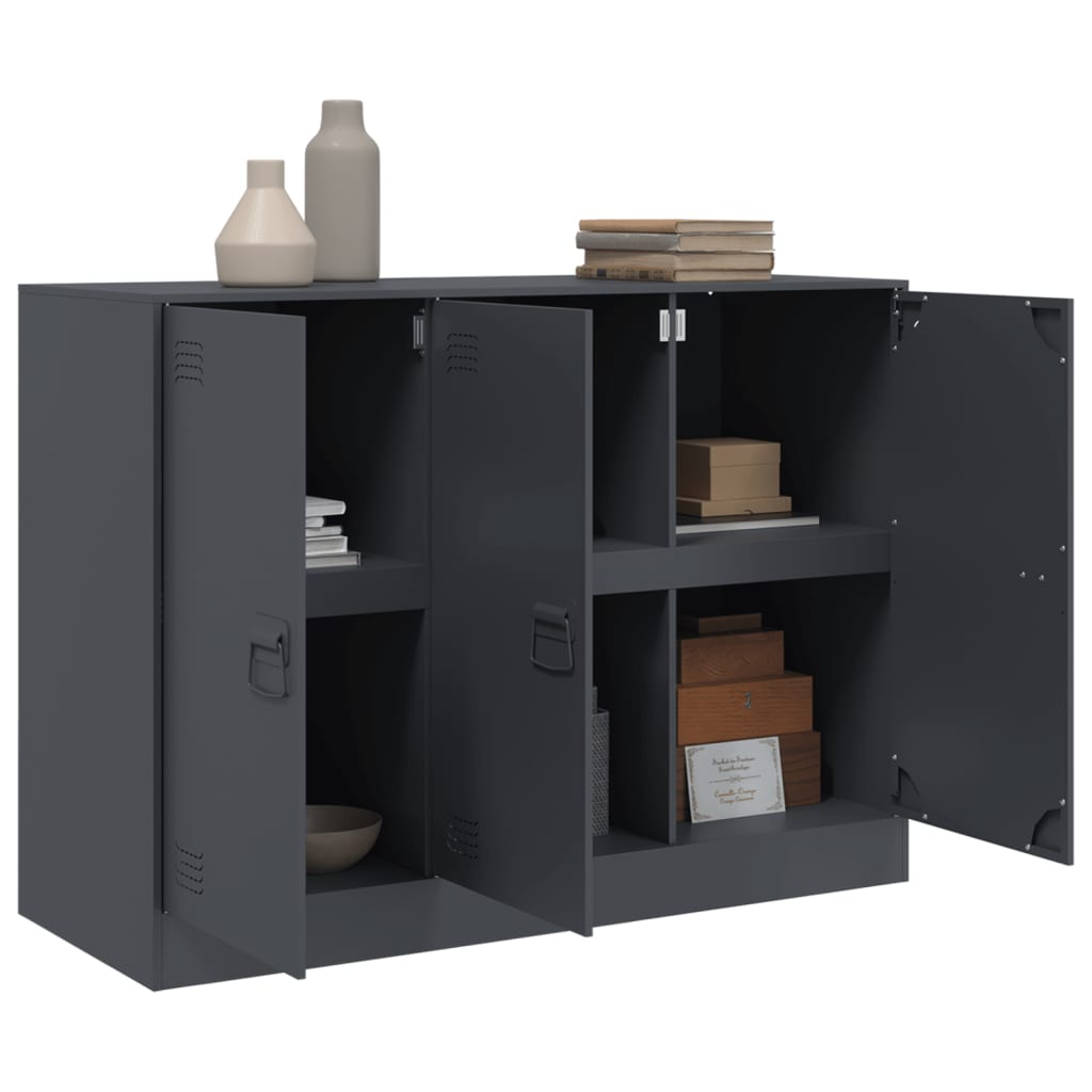 HKH Aparador Moderno em Aço Laminado A Frio com 3 Portas 99 X 39 X 73 Cm - Antracite