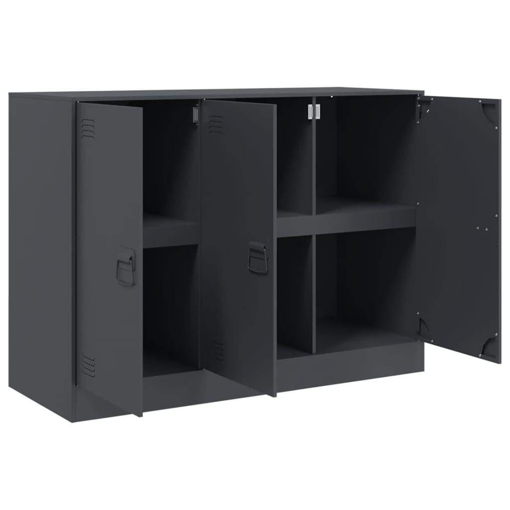 HKH Aparador Moderno em Aço Laminado A Frio com 3 Portas 99 X 39 X 73 Cm - Antracite