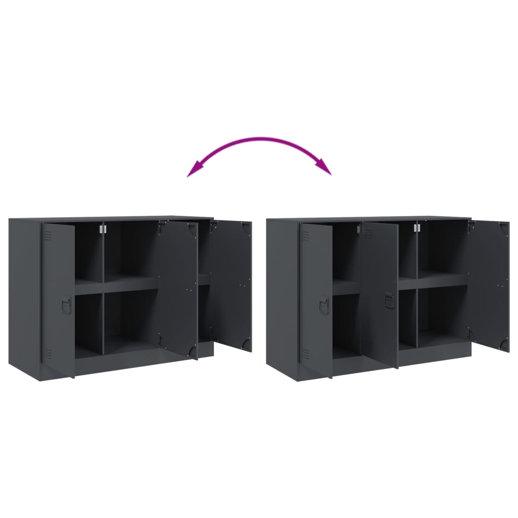 HKH Aparador Moderno em Aço Laminado A Frio com 3 Portas 99 X 39 X 73 Cm - Antracite