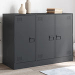 HKH Aparador Moderno em Aço Laminado A Frio com 3 Portas 99 X 39 X 73 Cm - Antracite