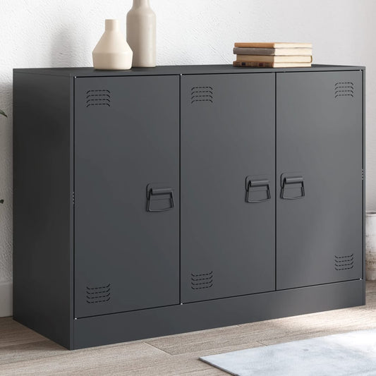 HKH Aparador Moderno em Aço Laminado A Frio com 3 Portas 99 X 39 X 73 Cm - Antracite
