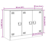 HKH Aparador Moderno em Aço Laminado A Frio com 3 Portas 99 X 39 X 73 Cm - Verde-Azeitona