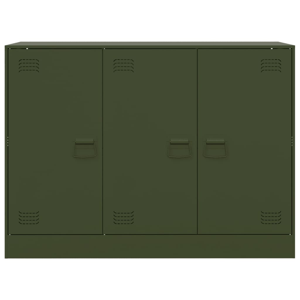 HKH Aparador Moderno em Aço Laminado A Frio com 3 Portas 99 X 39 X 73 Cm - Verde-Azeitona