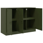 HKH Aparador Moderno em Aço Laminado A Frio com 3 Portas 99 X 39 X 73 Cm - Verde-Azeitona
