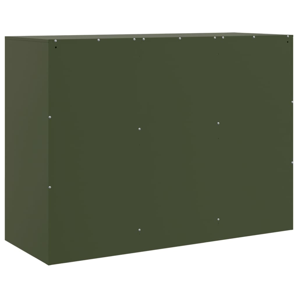 HKH Aparador Moderno em Aço Laminado A Frio com 3 Portas 99 X 39 X 73 Cm - Verde-Azeitona