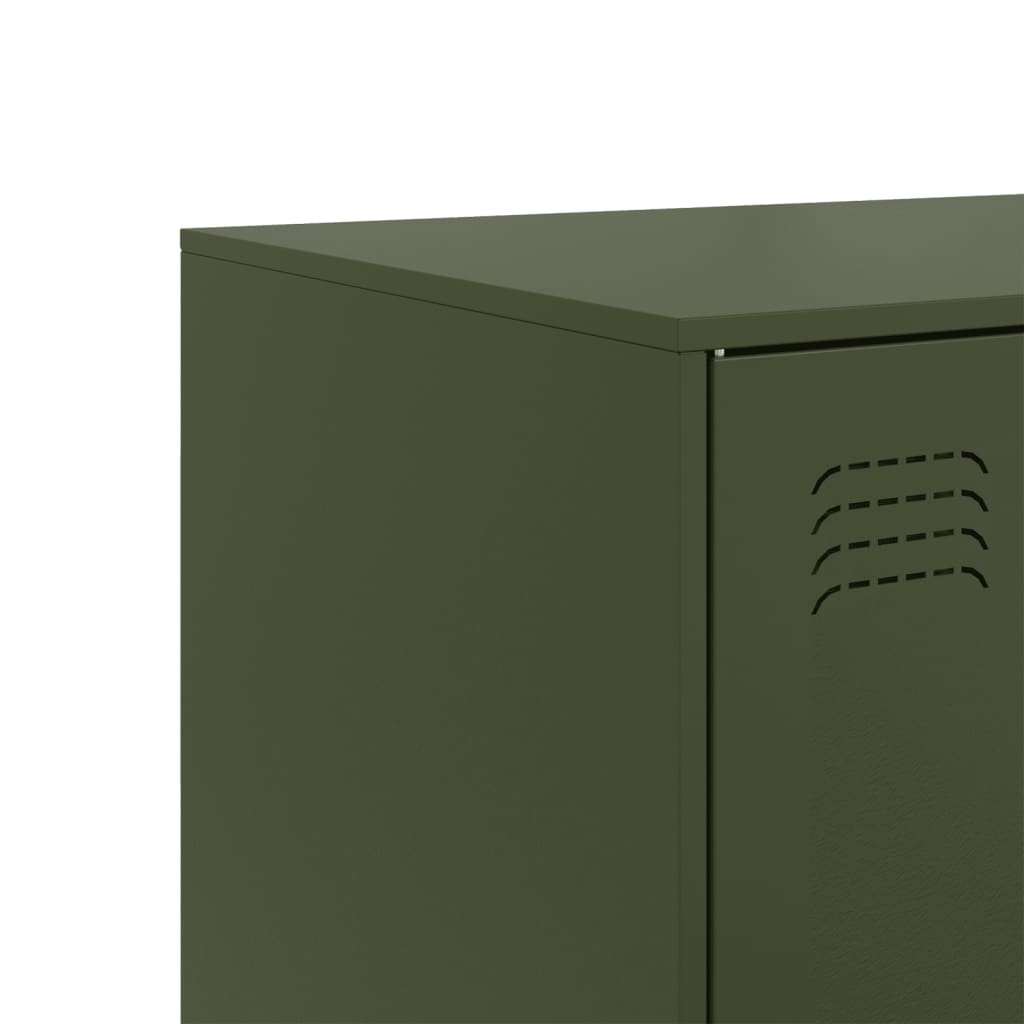 HKH Aparador Moderno em Aço Laminado A Frio com 3 Portas 99 X 39 X 73 Cm - Verde-Azeitona