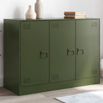 HKH Aparador Moderno em Aço Laminado A Frio com 3 Portas 99 X 39 X 73 Cm - Verde-Azeitona