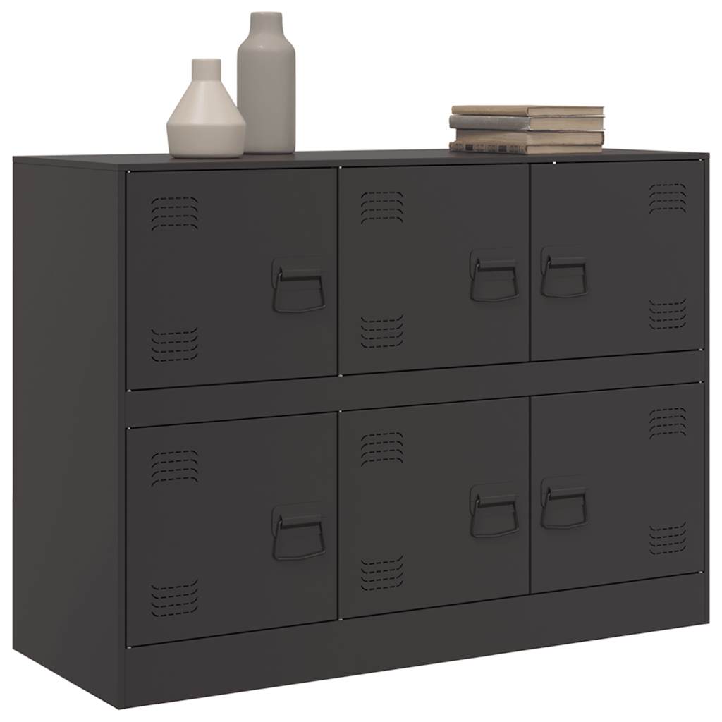 HKH Aparador Moderno em Aço Laminado A Frio com 6 Puxadores de Metal 99 X 39 X 73 Cm - Preto