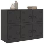 HKH Aparador Moderno em Aço Laminado A Frio com 6 Puxadores de Metal 99 X 39 X 73 Cm - Preto