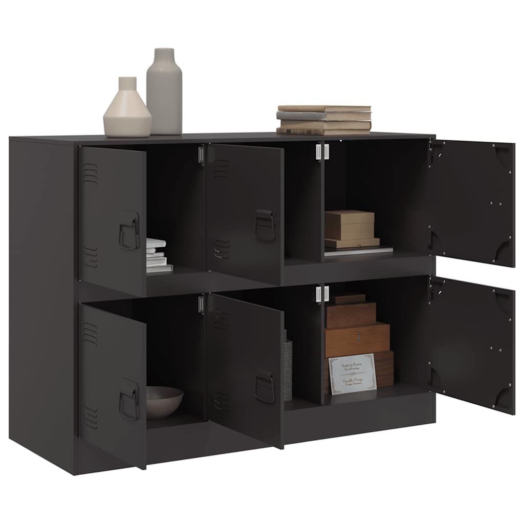 HKH Aparador Moderno em Aço Laminado A Frio com 6 Puxadores de Metal 99 X 39 X 73 Cm - Preto