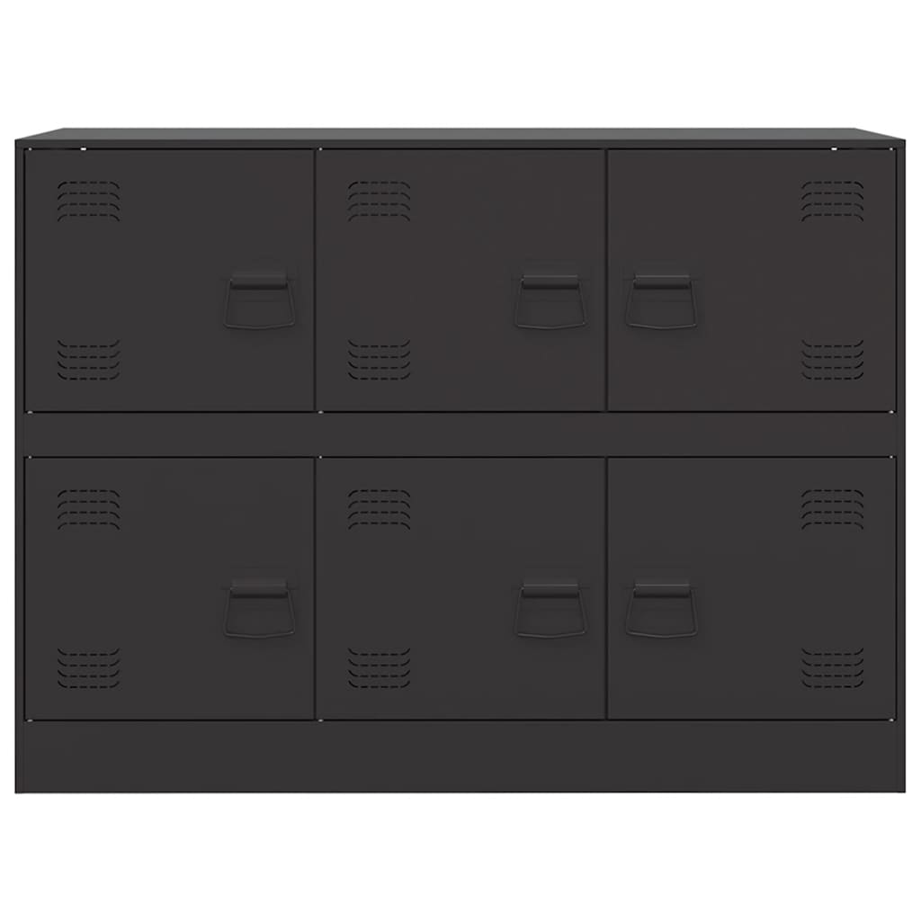 HKH Aparador Moderno em Aço Laminado A Frio com 6 Puxadores de Metal 99 X 39 X 73 Cm - Preto