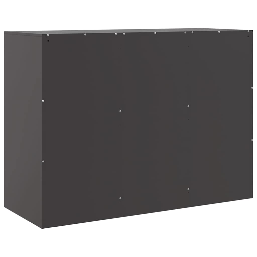 HKH Aparador Moderno em Aço Laminado A Frio com 6 Puxadores de Metal 99 X 39 X 73 Cm - Preto