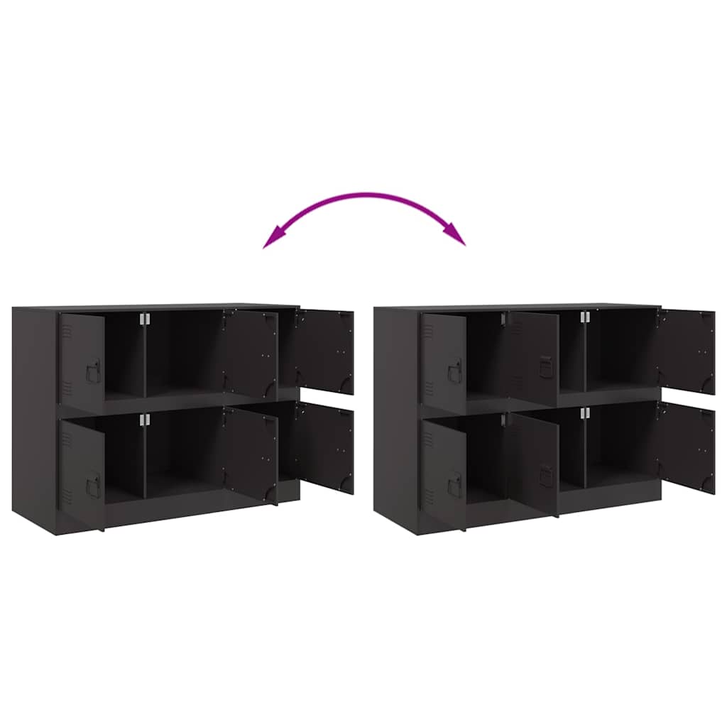 HKH Aparador Moderno em Aço Laminado A Frio com 6 Puxadores de Metal 99 X 39 X 73 Cm - Preto
