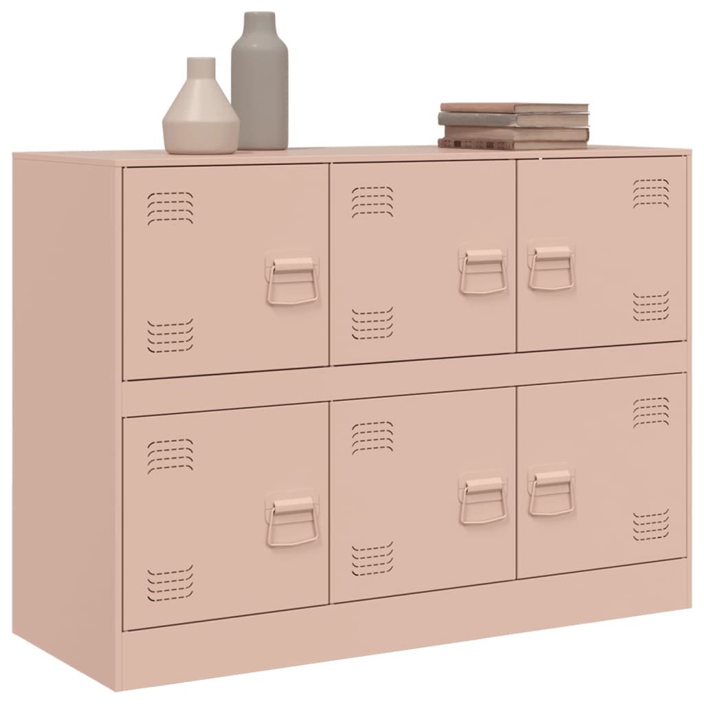 Aparador Moderno HKH de Acero Laminado en Frío con 6 Tiradores Metálicos 99 X 39 X 73 Cm - Rosa