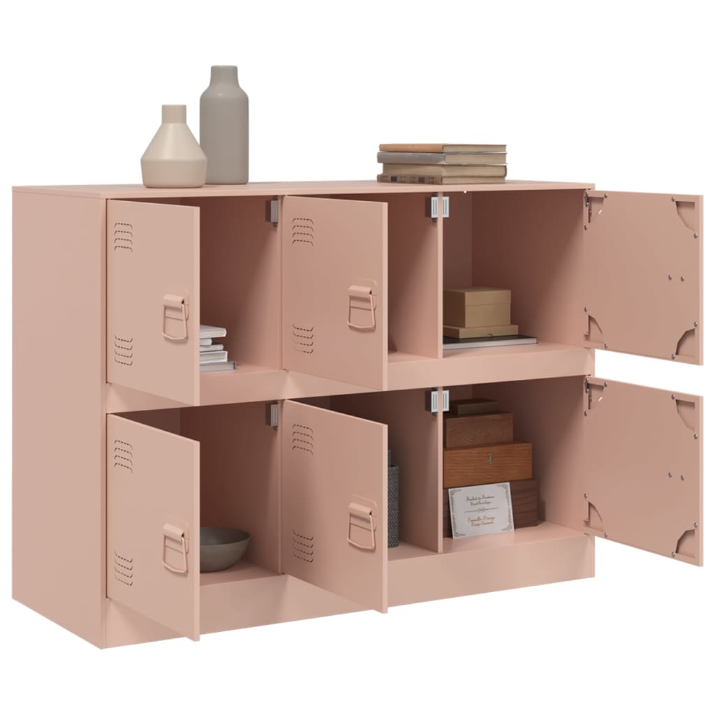 Aparador Moderno HKH de Acero Laminado en Frío con 6 Tiradores Metálicos 99 X 39 X 73 Cm - Rosa