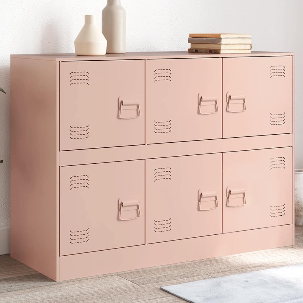 Aparador Moderno HKH de Acero Laminado en Frío con 6 Tiradores Metálicos 99 X 39 X 73 Cm - Rosa