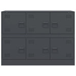 HKH Aparador Moderno em Aço Laminado A Frio com 6 Puxadores de Metal 99 X 39 X 73 Cm - Antracite