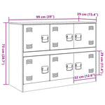 HKH Aparador Moderno em Aço Laminado A Frio com 6 Puxadores de Metal 99 X 39 X 73 Cm - Verde-Azeitona