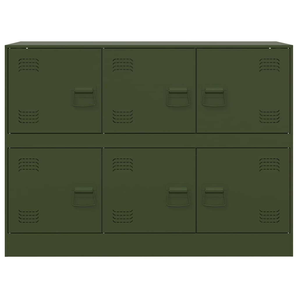 HKH Aparador Moderno em Aço Laminado A Frio com 6 Puxadores de Metal 99 X 39 X 73 Cm - Verde-Azeitona