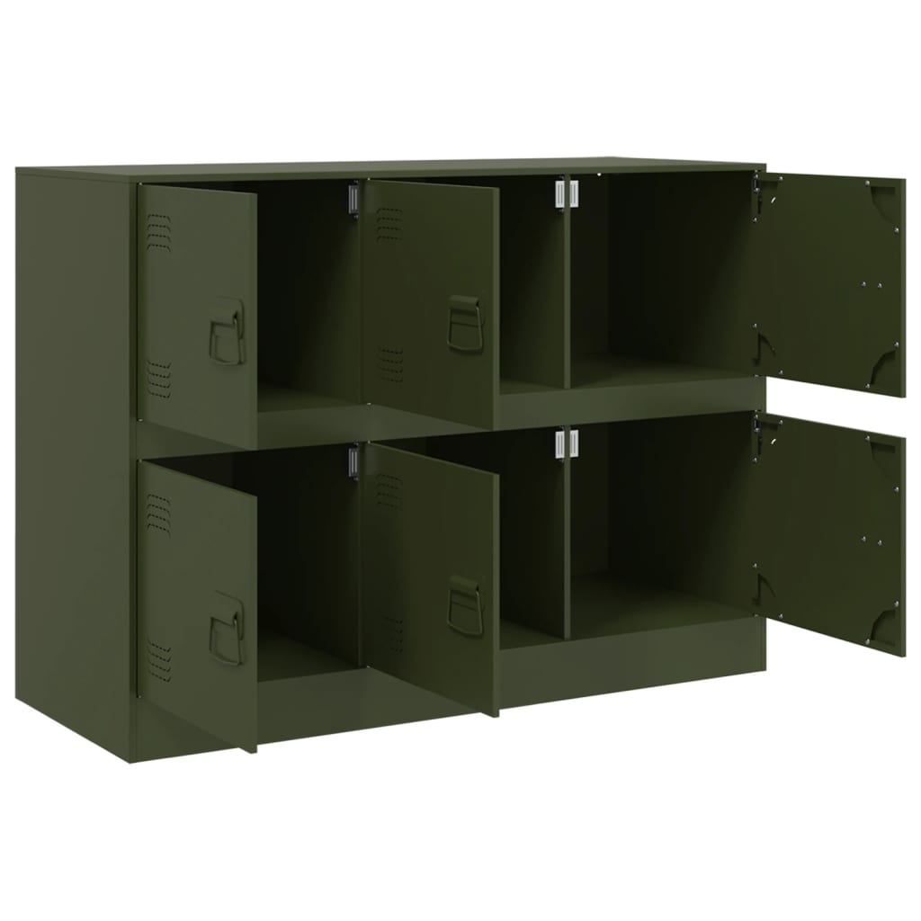 HKH Aparador Moderno em Aço Laminado A Frio com 6 Puxadores de Metal 99 X 39 X 73 Cm - Verde-Azeitona
