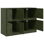 HKH Aparador Moderno em Aço Laminado A Frio com 6 Puxadores de Metal 99 X 39 X 73 Cm - Verde-Azeitona