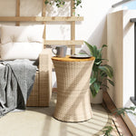 HKH Mesa de Apoio Formato de Djembé Vime Pe/madeira Maciça - Bege