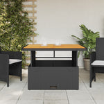 HKH Mesa de Jardín de Mimbre y Madera de Acacia - Negro