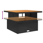 HKH Mesa de Jardín de Mimbre y Madera de Acacia - Negro