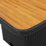 HKH Mesa de Jardín de Mimbre y Madera de Acacia - Negro