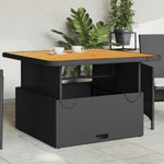 HKH Mesa de Jardín de Mimbre y Madera de Acacia - Negro